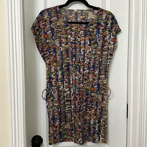 Cleek long cheetah patterned belt loop top size L